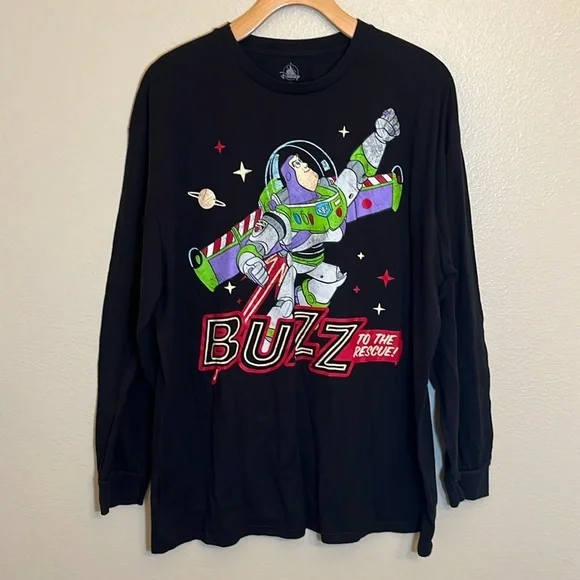 Disney Buzz Lightyear Black Vacation Plus Size Long Sleeve Shirt - Picture 1 of 10
